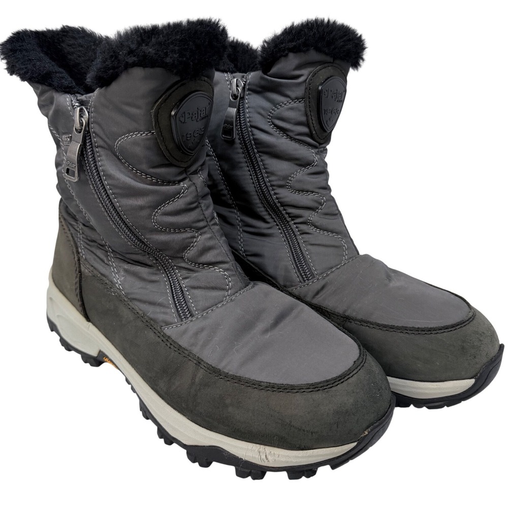 Pajar Canada Womens Gray Waterproof Winter Boots Vibram Arctic Grip Fits 8-8.5